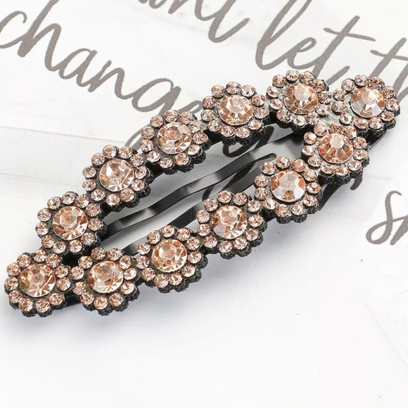 TRENDY SEXY HAIR CLIP BLACK WITH CHAMPAGNE STONES - Picture 7 of 8
